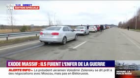 Guerre en Ukraine: la longue file d'attente jusqu'à la frontière polonaise