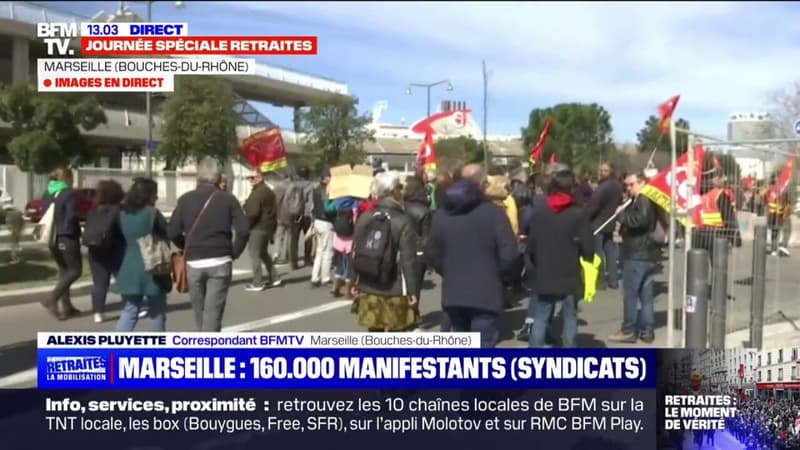 Marseille: 160.000 manifestants dans le cortège contre la réforme des retraites selon les syndicats, 7000 selon la police