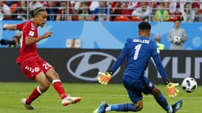 Yussuf Poulsen, buteur contre le Pérou