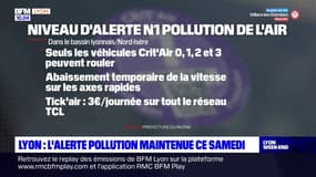Lyon: l'alerte pollution maintenue ce samedi