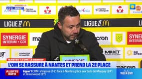 Nantes-OM: De Zerbi se dit "content" du match de son équipe