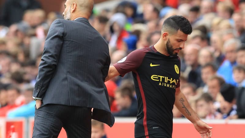Pep Guardiola et Sergio Aguero 