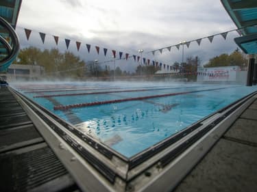 Le bassin du centre de natation de haut niveau s'apprête à accueillir une séance d'entraînement, le 17 novembre 2014 à Mulhouse, dans le Haut-Rhin