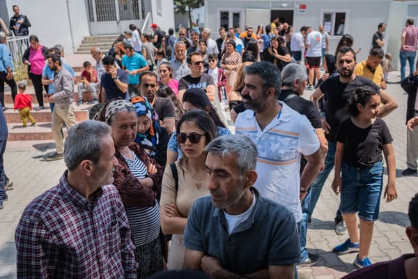 Voters throng to vote in the first round of presidential elections in Antakya, Turkey, on May 14, 2023.