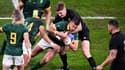 Handré Pollard et Jordie Barrett lors de la finale de la Coupe du monde de rugby Nouvelle-Zélande-Afrique du Sud, le 28 octobre 2023.
