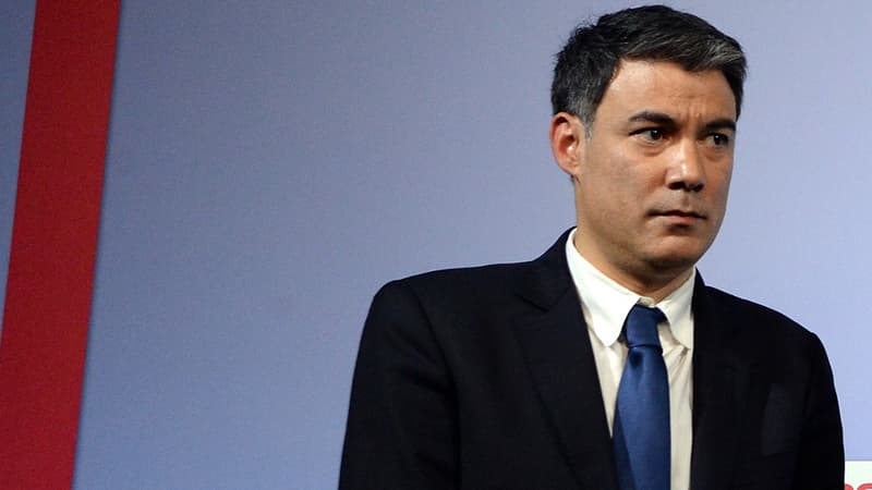 Olivier Faure le 28 avril 2014 au siège du PS, à Paris.