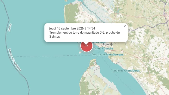 Le relevé sismique du jeudi 18 septembre en Charente-Maritime.
