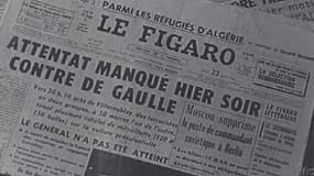 Images d'archives de journaux, au lendemain de l'attentat du Petit-Clamart. 