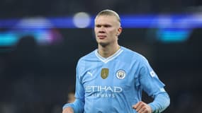 L'avant-centre de Manchester City Erling Haaland face au FC Copenhague le 6 mars 2024