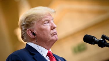 Donald Trump, le 16 juillet 2018, lors de sa conférence de presse avec Vladimir Poutine.