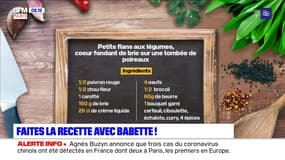 A table avec Babette : Petits flans aux légumes, cœur fondant de brie sur une tombée de poireaux - 25/01