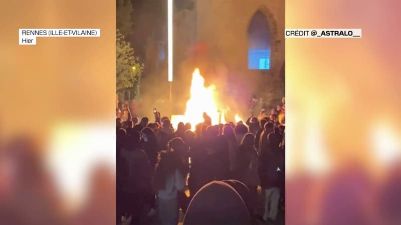 Affrontements à Rennes: un feu de poubelles allumé place Saint-Anne