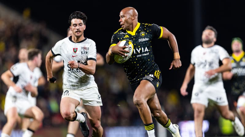 Teddy Thomas lors du match de Top 14 entre La Rochelle et Toulon, 28 avril 2024