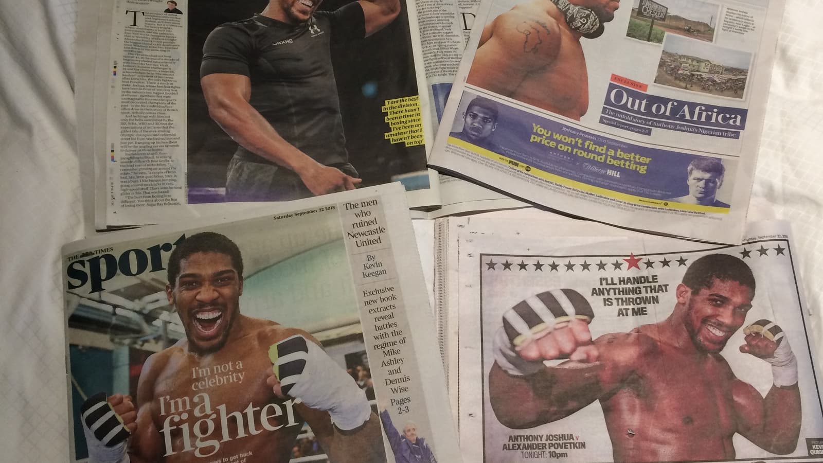 Les journaux anglais présentent le combat de Joshua Les journaux anglais présentent le combat de Joshua