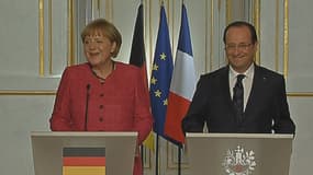 Le lapsus d'Angela Merkel, qui a appelé par erreur François Hollande "François Mitterrand", n'a pas vexé le chef de l'Etat, qui au contraire a affiché un large sourire.