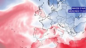 Évolution prévisionnelle des masses d'air du mercredi 8 février 2023 