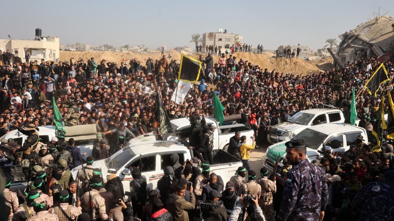 Libération de deux otages israéliens à Khan Younès (bande de Gaza), ce jeudi 30 janvier 2025.