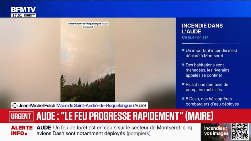 Incendie dans l'Aude: les habitants du secteur appelés à se confiner à cause des fumées