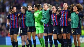 Les joueuses du Barça, dont Alexia Putellas, lors de la qualification du club espagnol en Ligue des champions féminine, 27 avril 2023