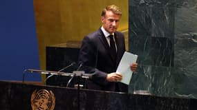 Emmanuel Macron à la tribune de l'ONU à New York le 22 septembre 2025