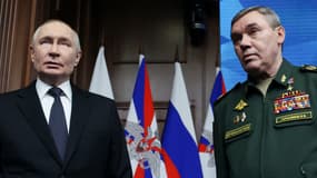 Le président russe Vladimir Poutine et le chef chef d'état-major russe Valeri Guerassimov à Moscou le 17 décembre 2025