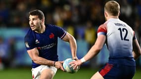 Antoine Dupont lors de France-Grande-Bretagne (21-0), demi-finale du touroi de Los Angeles de rugby à 7, le 4 mars 2024