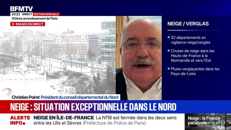 Neige-verglas: "Il y a certaines attitudes qui ne sont pas raisonnables", lance Christian Poiret, président du conseil départemental du Nord