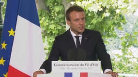 Emmanuel Macron lors de la commémoration des 75 ans de la rafle du Vel d'Hiv, le 16 juillet 2017 à Paris.