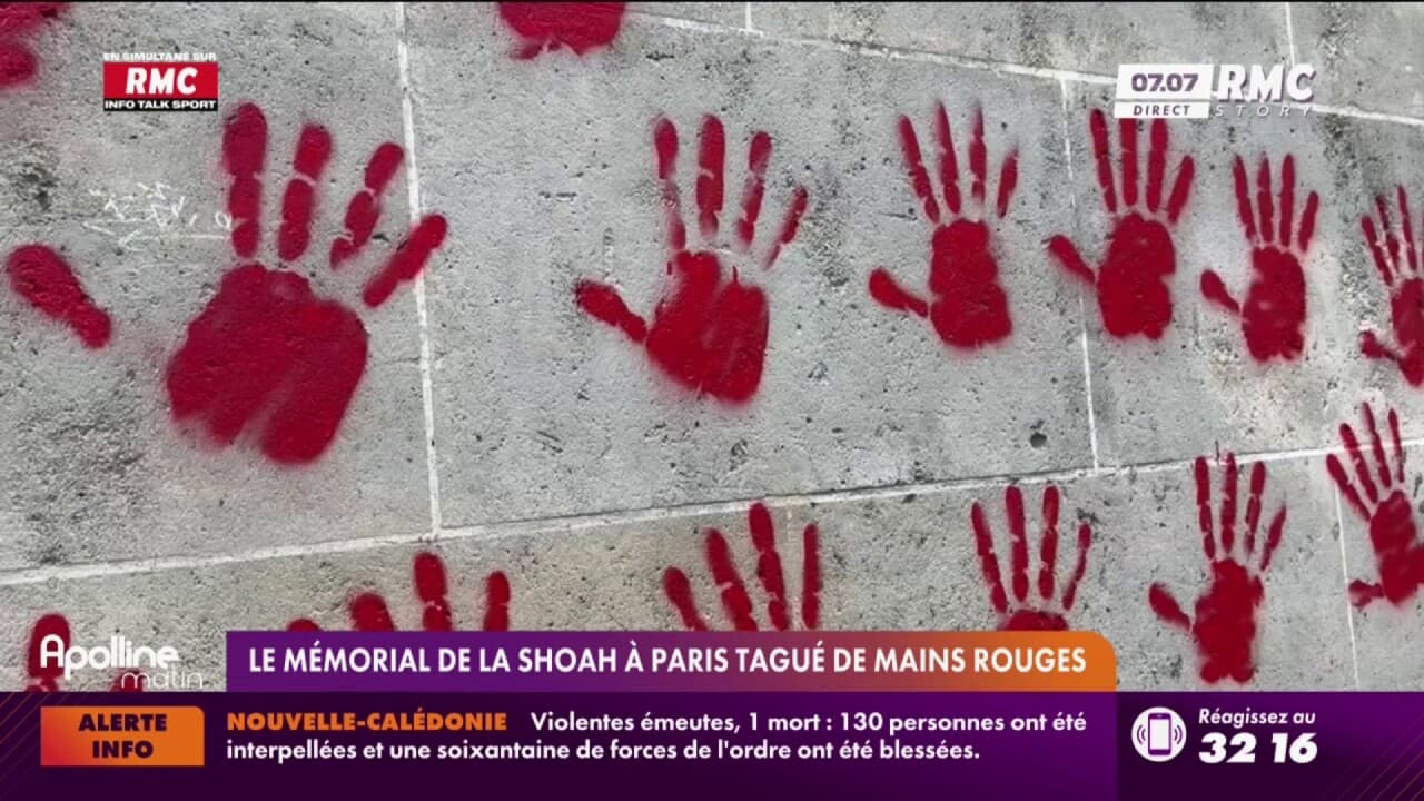 Le Mémorial de la Shoah à paris tagué de mains rouges