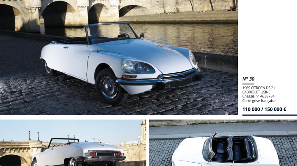 Cette DS 21 cabriolet de 1969 est estimée entre 110.000 et 150.000 euros Cette DS 21 cabriolet de 1969 est estimée entre 110.000 et 150.000 euros