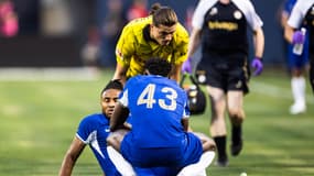 Christopher Nkunku blessé lors du match amical Chelsea-Dortmund (1-1), le 2 août 2023 à Chicago
