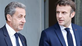 Nicolas Sarkozy et Emmanuel Macron à l'Elysée en février 2022