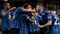 La joie des joueurs de l'Atalanta Bergame après un but d'Ademola Lookman, lors de la finale de Ligue Europa gagnée contre le Bayer Leverkusen 