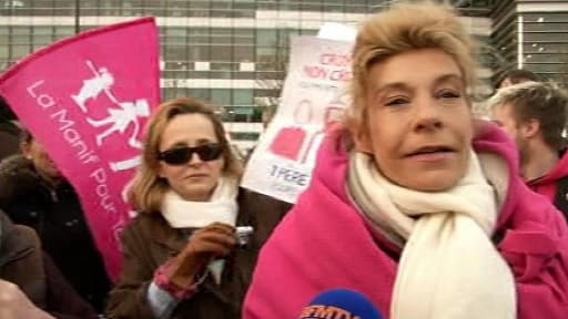 Frigide Barjot, la porte-parole du collectif de la "Manif pour tous" espère encore que le prjet de loi sur le mariage homo pourra être rejeté au Sénat.