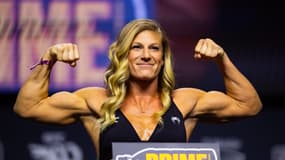Kayla Harrison lors de la pesée avant l'UFC 300 le 12 avril 2024