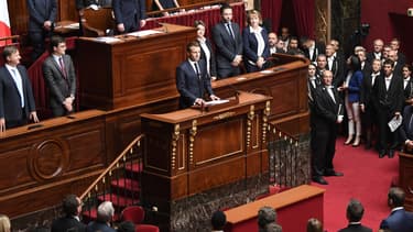Le président de la République en Congrès à Versailles, le 3 juillet 2017.