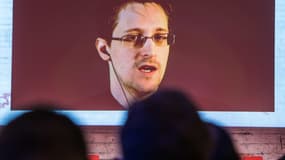 Edward Snowden, l'homme qui a révélé au monde l'ampleur des programmes de surveillance de la NSA, en visioconférence le 18 mars 2015.