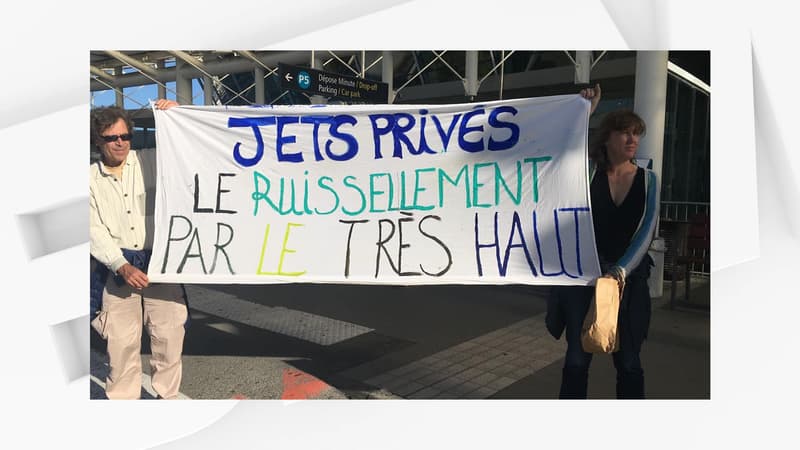 Des militants d'Extinction Rébellion mobilisés devant l'aéroport de Nice contre les jets privés