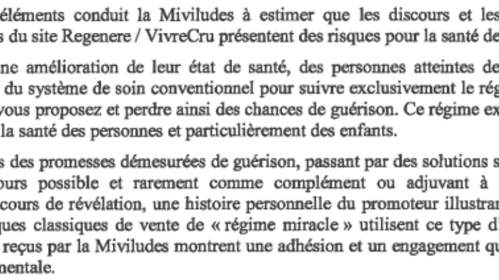 Le courrier adressé par la Miviludes à Thierry Casasnovas