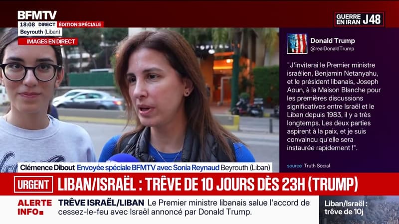 Trêve entre Israël et le Liban: "On espère que ce soit un cessez-le-feu permanant", affirme cette libanaise à Beyrouth
