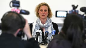Fanny Groll, la mère de Lina, adolescente disparue en septembre dernier dans le Bas-Rhin, donne une conférence de presse, le 22 mars 2024 à Strasbourg