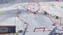 La caméra chute dans la zone d'arrivée de Saint-Moritz