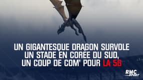 Un gigantesque dragon survole un stade en Corée du Sud, un coup de com' pour la 5G