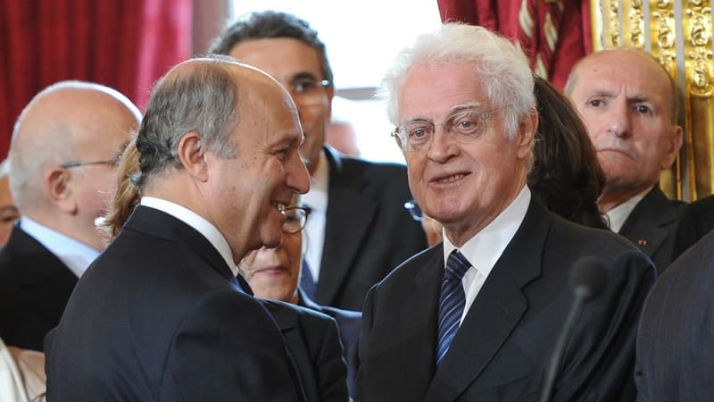 Laurent Fabius et Lionel Jospin lors de l'investiture du président François Hollande, le 15 mai 2012 à l'Élysée.