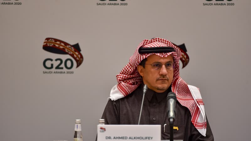 Le gouverneur de la Banque centrale d'Arabie Saoudite, Ahmed Alkholife, lors d'une réunion du G20 en février 2020.