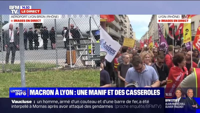 Emmanuel Macron à Lyon pour le 8-Mai: des manifestants, de plus en plus nombreux, se sont élancés dans la rue