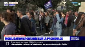 Retraites: rassemblement spontané à Nice après la décision du Conseil constitutionnel de valider la retraite à 64 ans