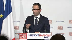 Benoît Hamon lors de son discours d'investiture, le dimanche 5 février 2017