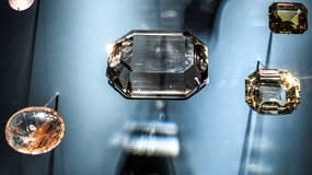 Bijoux exposés à la Grande Galerie de l'Evolution du Muséum d'Histoire Naturelle à Paris dans le cadre de l'exposition « Pierres précieuses », septembre 2020. (Photo d'illustration)