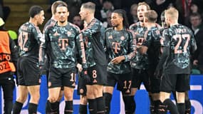 Les joueurs du Bayern Munich après l'ouverture du score de Michael Olise contre le Celtic en Ligue des champions, le 12 février 2025.